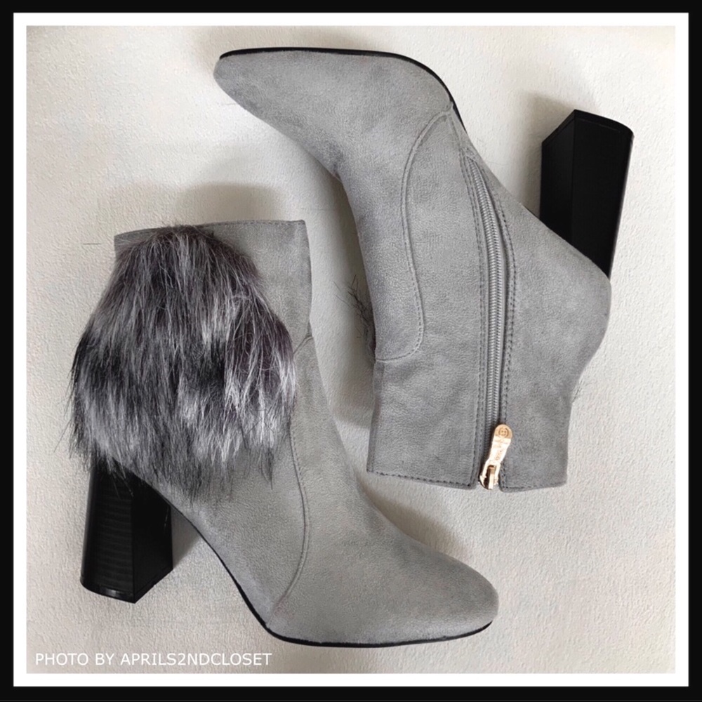 ANKLE BOOTIES GREY SUEDE HIGH HEEL ANKLE BOOTS A3C - Picture 5 of 8